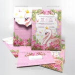 Προσκλητήριο βάπτισης κορίτσι, Κύκνος με κορώνα