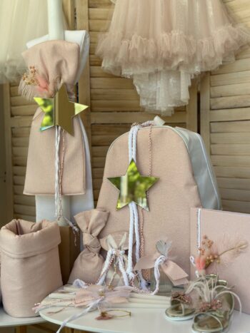 Σετ βάπτισης αστέρι σε αποχρώσεις ροζ και χρυσό